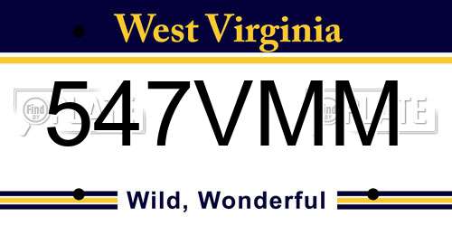 547VMM West Virginia License Plate