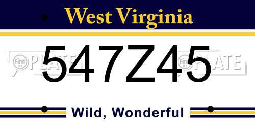 547Z45 West Virginia License Plate