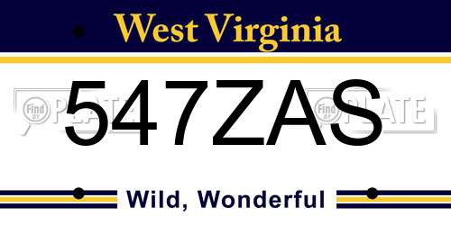 547ZAS West Virginia License Plate