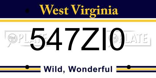 547ZI0 West Virginia License Plate