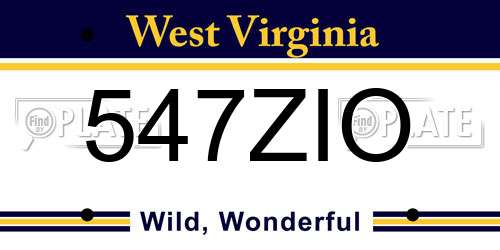 547ZIO West Virginia License Plate