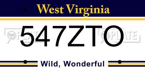 547ZTO West Virginia License Plate