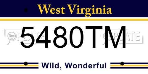 5480TM West Virginia License Plate
