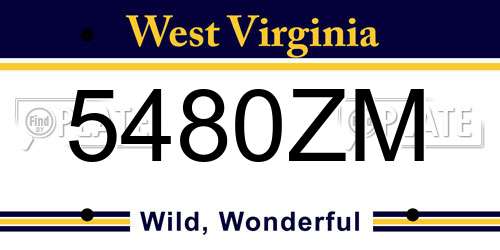 5480ZM West Virginia License Plate