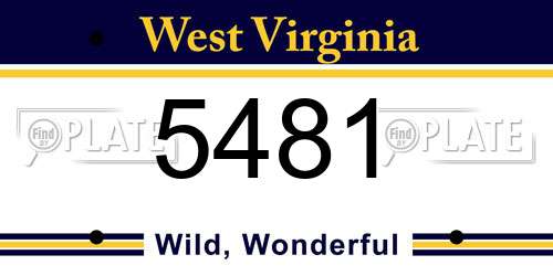 5481 West Virginia License Plate