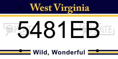 5481EB West Virginia License Plate