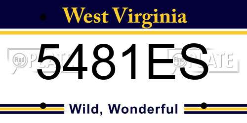 5481ES West Virginia License Plate