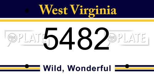 5482 West Virginia License Plate