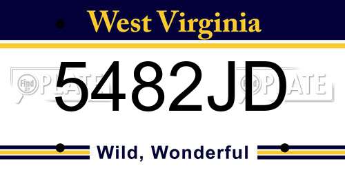 5482JD West Virginia License Plate