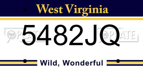 5482JQ West Virginia License Plate