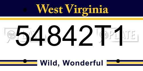 54842T1 West Virginia License Plate