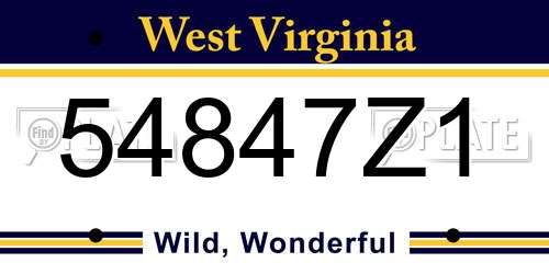 54847Z1 West Virginia License Plate