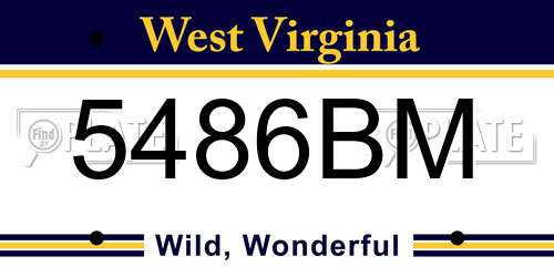 5486BM West Virginia License Plate