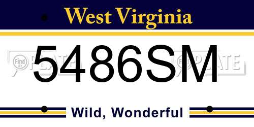 5486SM West Virginia License Plate