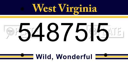54875I5 West Virginia License Plate