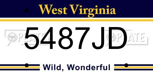 5487JD West Virginia License Plate