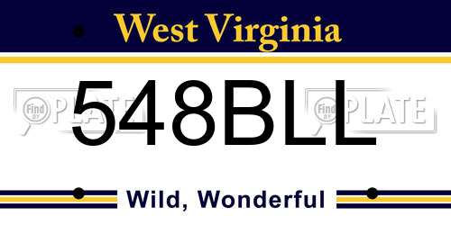 548BLL West Virginia License Plate