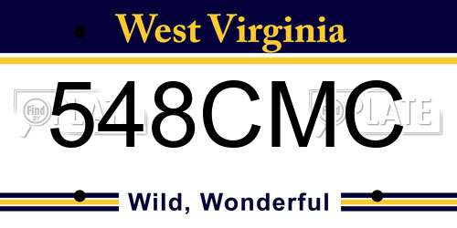 548CMC West Virginia License Plate