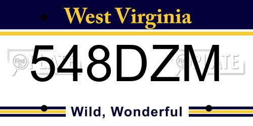 548DZM West Virginia License Plate