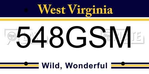 548GSM West Virginia License Plate