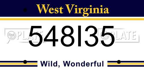 548I35 West Virginia License Plate