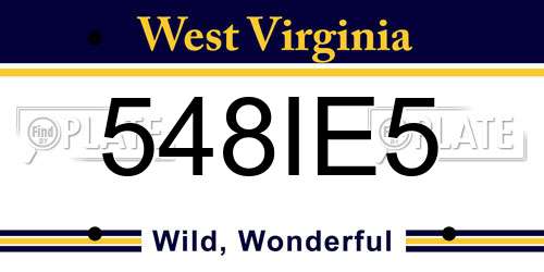 548IE5 West Virginia License Plate