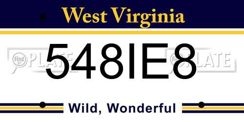 548IE8 West Virginia License Plate