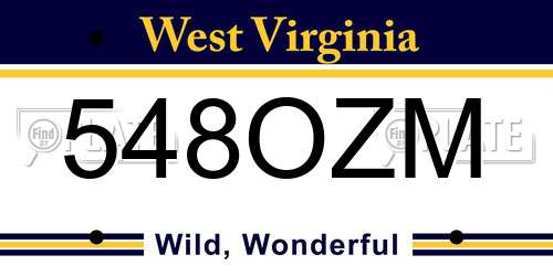 548OZM West Virginia License Plate