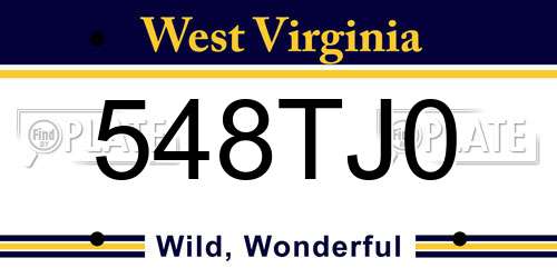 548TJ0 West Virginia License Plate