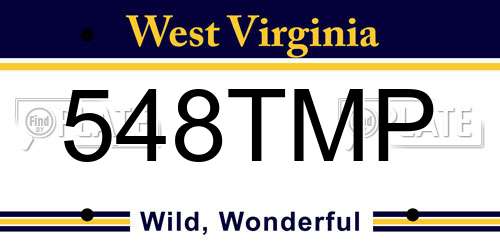 548TMP West Virginia License Plate