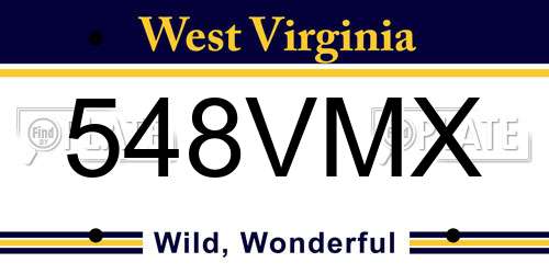548VMX West Virginia License Plate