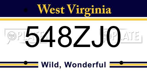 548ZJ0 West Virginia License Plate