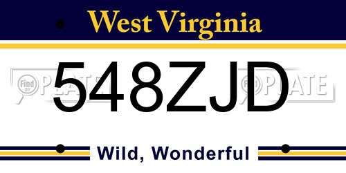 548ZJD West Virginia License Plate