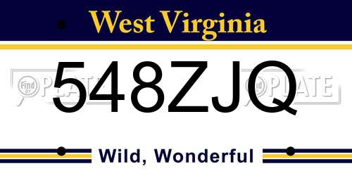548ZJQ West Virginia License Plate