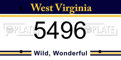 5496 West Virginia License Plate