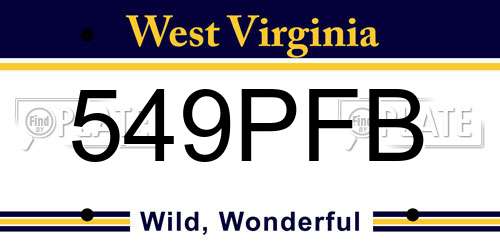 549PFB West Virginia License Plate