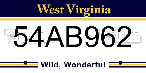 54AB962 West Virginia License Plate