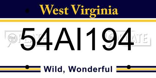 54AI194 West Virginia License Plate