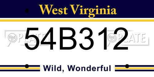 54B312 West Virginia License Plate