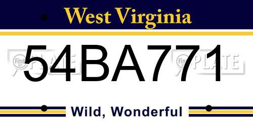 54BA771 West Virginia License Plate
