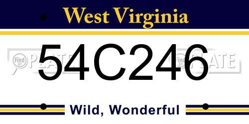 54C246 West Virginia License Plate