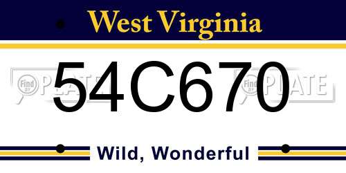 54C670 West Virginia License Plate