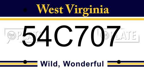54C707 West Virginia License Plate