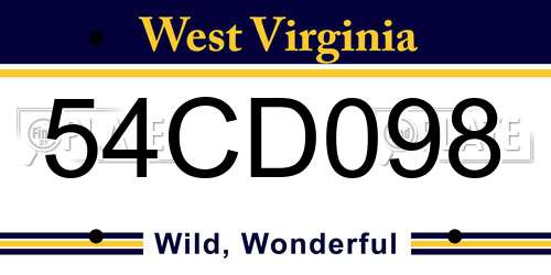 54CD098 West Virginia License Plate