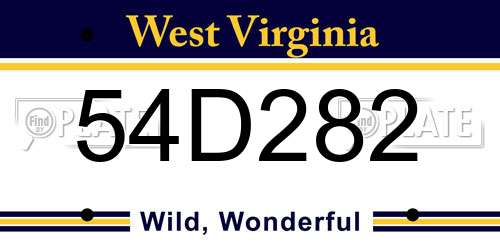 54D282 West Virginia License Plate