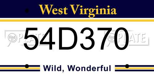 54D370 West Virginia License Plate