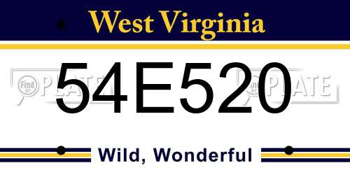 54E520 West Virginia License Plate