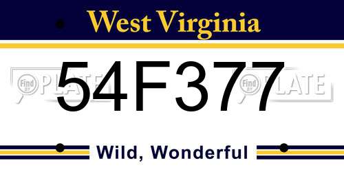 54F377 West Virginia License Plate