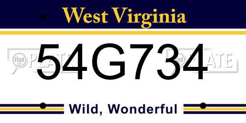 54G734 West Virginia License Plate