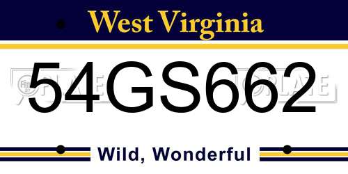 54GS662 West Virginia License Plate